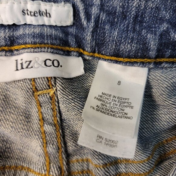 Liz & Co. Womens Size 8 Stretch Denim Capri Jeans Cuffed Leg - Picture 4 of 8